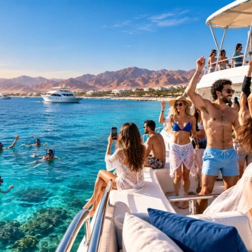 Boat Party Hurghada on the Red Sea with snorkeling and swimming